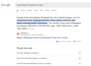Diaklakas.hu kiemelt kivonat Google találati listán